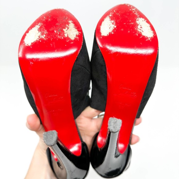 Christian Louboutin Carlota Platform Heels Pumps Suede Black EU 37 US 7 - Picture 9 of 12